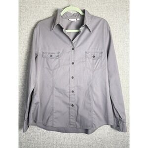 Chef Works Women Gray Long Sleeve Button Pocket Collared Kitchen Pilot‎ Shirt XL